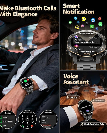 Military Smart Watch for Men(Answer/Calls),1.43''AMOLED Screen,500mAh 5ATM Waterproof,170 Sports Modes, Fitness Tracker Watch with Heart Rate/SpO2/Blood Pressure for Android/iOS,Smartwatch Black