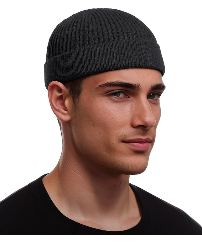 vidsel Thin Wool Fisherman Beanie for Men Women, Short Knit Cuff Trawler Watch Hats