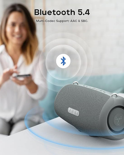 Tribit Portable Bluetooth Speaker StormBox Lava, 80W Loud Wireless Speaker, 24H Playtime, IP67 Waterproof, BT5.4, Custom EQ, XBass, Built-in Mic, TWS Pairing for Camping/Beach/Travel/Outdoor (Gray)
