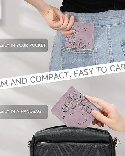 KITEVIUN Small RFID Wallet Women Ultra Thin Slim Womens Wallet Mini Compact Bifold Pocket Ladies Wallets for Women Purple