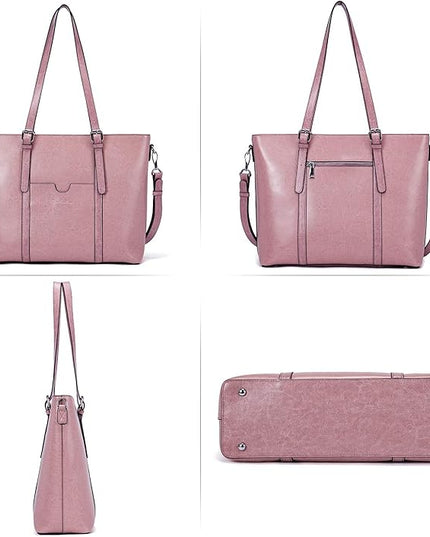 BOSTANTEN Leather Laptop Bag Work Tote for Women Shoulder Handbag Briefcase 15.6 inch Satchel Computer Bag