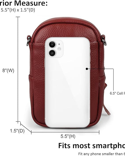 befen Genuine Leather Crossbody Cell Phone Purse for Women, Small Zip Around RFID Blocking Crossbody Wallet Bags