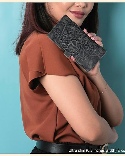 Real Leather Women Wallet Leather with RFID Blocking -Trifold Card Holder Designer Ladies Clutch with ID Window Wallets