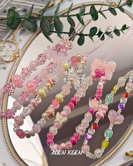 Phone Charms Cute Beaded Phone Lanyard Wrist Strap Aesthetic CellPhone Keychain Cute PhoneCharms for Women
