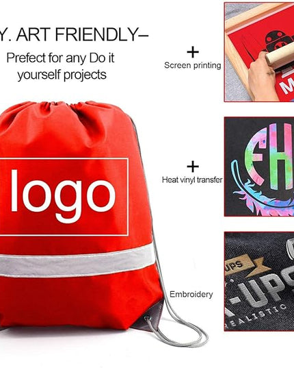 BeeGreen Drawstring Backpack Bags 20,30,50 Packs Reflective String Bags for Gym Sport Trip Cinch Sack DIY for Women Men