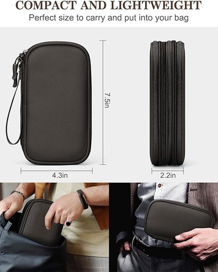 FYY Electronic Organizer, Travel Cable Organizer Bag Pouch Electronic Accessories Carry Case Portable Waterproof Double Layers All-in-One Storage Bag for Cable, Cord, Charger, Phone, Earphone Coffee