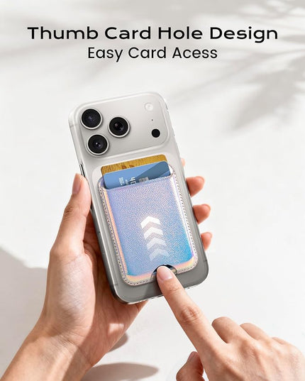 Magnetic Mag-safe Wallet Cell Phone Card Holder for Phone Case with Mag-Safe, Stronger Magnetic RFID Leather Phone Wallet Stick on for iPhone 17/16/15/14/13/12 Series, Fit 3 Cards