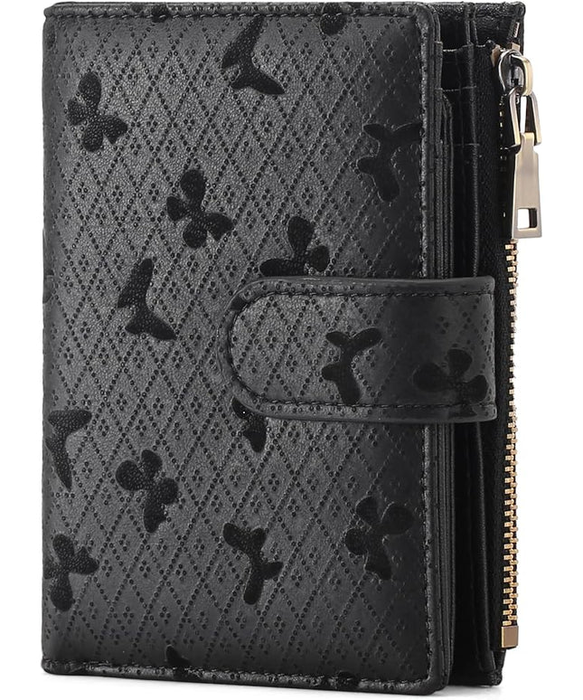 GAEKEAO Womens Wallet Small Leather RFID Blocking Bifold Zipper Pocket Wallet Card Case Purse with ID Window