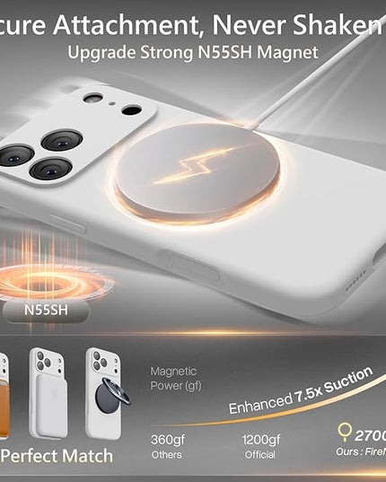 FireNova Magnetic for iPhone 17 Pro Max Case, Compatible with MagSafe, [Integrated Silicone Camera Control Button] [Camera Protection] Anti-Scratch Microfiber Lining Phone Case, 6.9", White