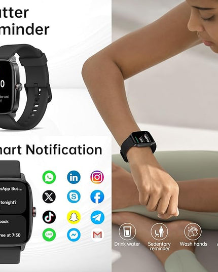 Smart Watches for Women Men with Bluetooth Call & AI Voice, 1.85" HD Fitness Tracker with Heart Rate SpO2 Sleep Monitor, 100+ Sports Modes,Mini Games, IP68 Waterproof Smartwatch for Android iOS Phones