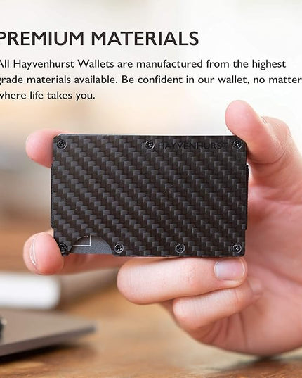 Hayvenhurst Wallet For Men - Reinvented Design Men's Wallet - Slim, Minimalistic & Seamless, Blocks RFID Scanners with a Money Clip (Carbon Fiber)