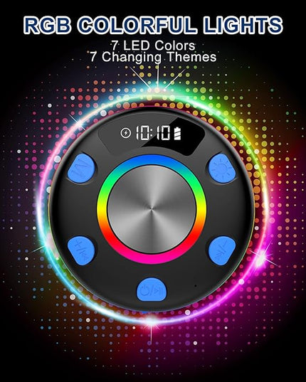 Bluetooth Speaker, Shower Speaker, IP7 Waterproof Portable Speakers Bluetooth 5.4 with HD Sound, RGB Light/LED Display/Hands-Free Call/Suction Cup Perfect for Bathroom Sing-Along Stocking Stuffers
