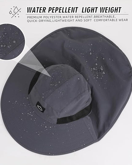 Rosoz Outdoor Sun Hat for Men Women, UPF50+ Protection Safari Cap Wide Brim Mesh Fishing Hat with Neck Flap Beach Garden