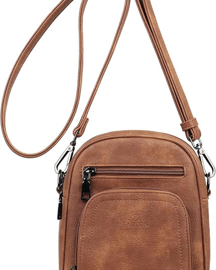 FADEON Small Purses for Women Crossbody Bags, Designer PU Leather Mini Cross Body Purse Travel Shoulder Bag Card Slots