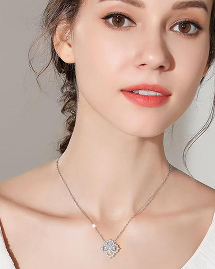 G&GEMSJEW Heart Necklaces for Women, 1-2 Carats Moissanite, 18K White Gold-Plated 925 Sterling Silver Round Brilliant Cut Moissanite Imitation Diamond Necklaces, Jewelry Gifts for Christmas Valentine's Day,Anniversary Present for Wife Women