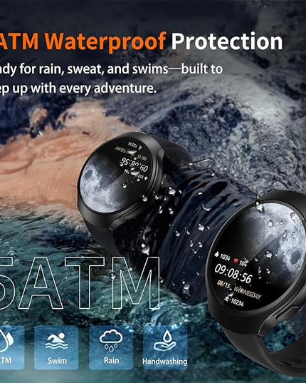 GPS Smart Watch for Men With AI (Answer/Make Call), 1.43" Micro-Spherical AMOLED Smartwatch for Android and iPhone, 150+ Sport Mode Fitness Tracker with HR, SpO2, Sleep Monitor, 5ATM Waterproof