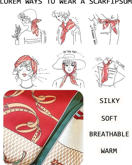 Head Scarf Purse Handle Neck Satin Hair Scarfs For Bag Lightweight Silky Long Thin Women's Fashion Scarves 59 * 5.9”