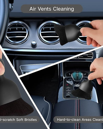 11pcs Windshield Cleaner Tool, Car Window Cleaning Wash Kit with 6 Reusable Microfiber Pads 2 Spray Bottles and Extendable Handles Auto Glass Wiper Kit, Gray