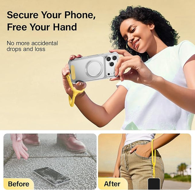 Dadanism Phone Wrist Strap, Universal Adjustable Hand Wrist Strap Lanyard for iPhone 17 and Most Smartphones, Multifunctional Patch Lanyard with Phone Tether Tab for Women and Men, Yellow