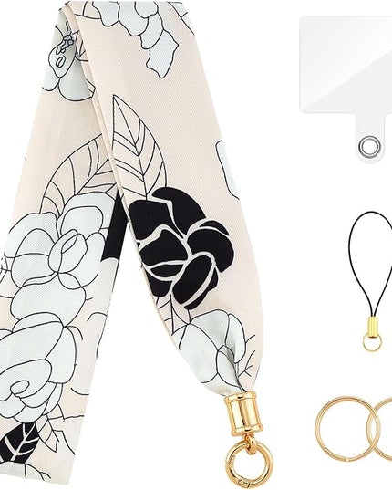 ZOOEASS Phone Lanyard Charm with Tether Tab Neck Lanyards for ID Badges Car Key Women Cute Scarf Keychain Strap Around Neck