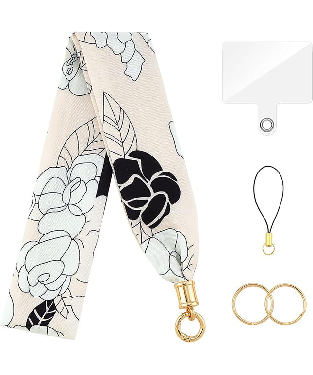 ZOOEASS Phone Lanyard Charm with Tether Tab Neck Lanyards for ID Badges Car Key Women Cute Scarf Keychain Strap Around Neck