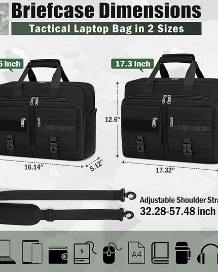 RAINSMORE Tactical Laptop Bag 15.6/17.3 Inch Laptop Briefcase Men Business Computer Bag Military Messenger Bag Work Office