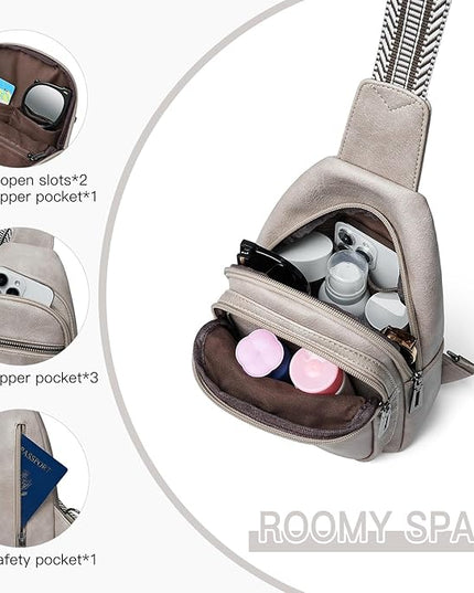 7L Sling Bag for Women Men Vegan Leather Crossbody Bags Fanny Pack Purse Backpack Over Shoulder Bag Travel Anti Theft