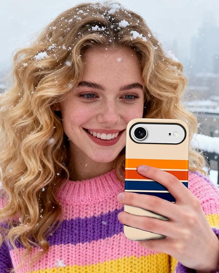 Magnetic for iPhone 17 Pro Case Cute Stripes Phone Case, Shockproof Slim TPU and Hard PC Protective Phone Cover Compatible with MagSafe Designed for Women Girls,