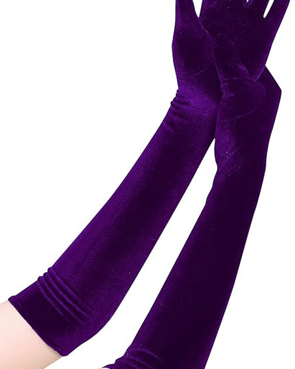 Long Opera Gloves for Women Velvet Gloves 1920s Flapper Stretchy Elbow Length Halloween Costume Gloves