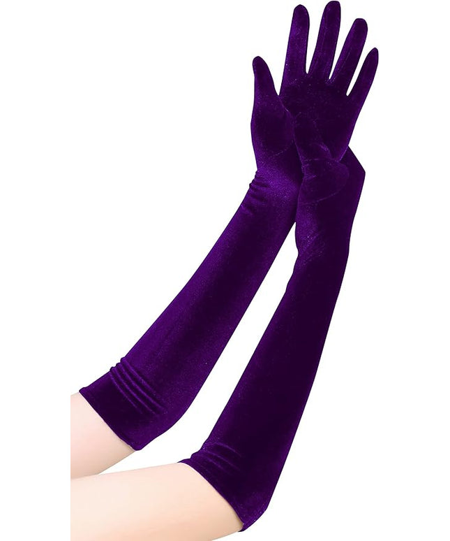 Long Opera Gloves for Women Velvet Gloves 1920s Flapper Stretchy Elbow Length Halloween Costume Gloves