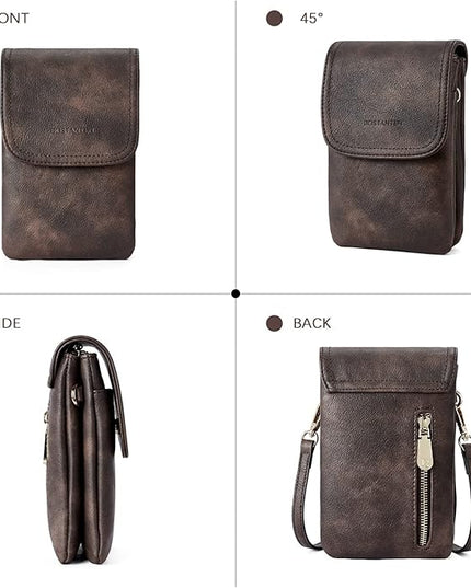 BOSTANTEN Vegan Leather Small Crossbody Bags for Women Designer Cell Phone Bag Wallet Purses Adjustable Strap