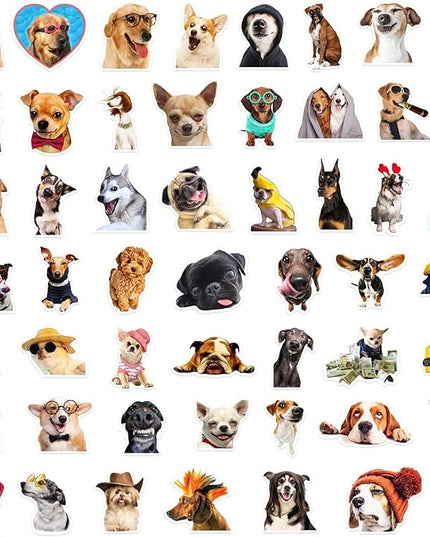 50 Dog Stickers Pack – Cute Funny Vinyl Stickers for Water Bottles, Laptops, Phone Cases, Skateboards, Car Decals, Waterproof Dog Lover Stickers