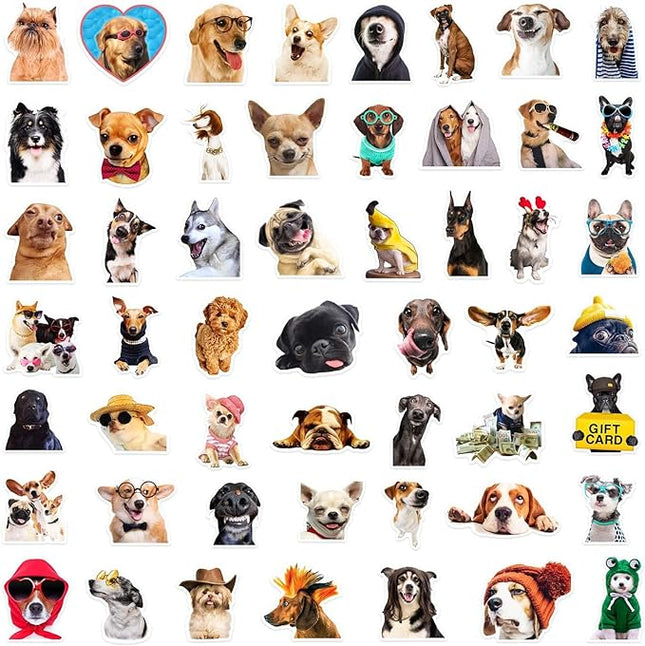50 Dog Stickers Pack – Cute Funny Vinyl Stickers for Water Bottles, Laptops, Phone Cases, Skateboards, Car Decals, Waterproof Dog Lover Stickers