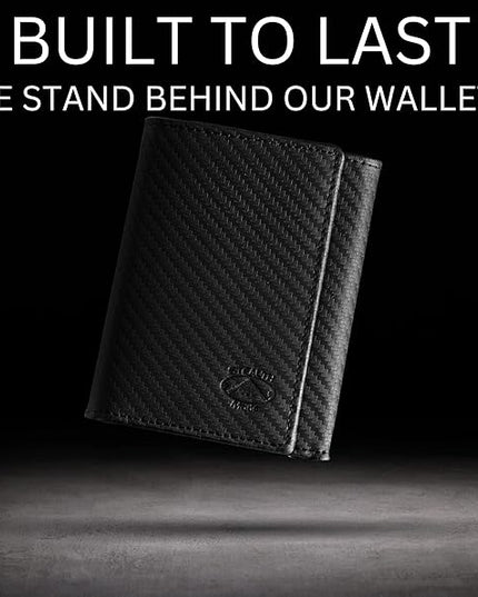 Stealth Mode Trifold Wallet - RFID Blocking Wallet with Flip ID Holder - Leather Case for Money, Credit Cards - Mens Organizer, Divided Billfold, Identity Protection - Men's Gifts (Carbon Fiber) | RFID Blocking Wallet, Flip ID Holder, Leather Case, Mon...