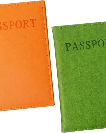 Honbay 2PCS Artificial Leather Passport Holder Cover Passport Case for Men and Women