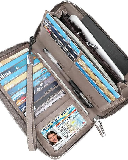 Lavemi Small Compact Women Wallet RFID Blocking Genuine Leather Bifold Purse with ID Windows