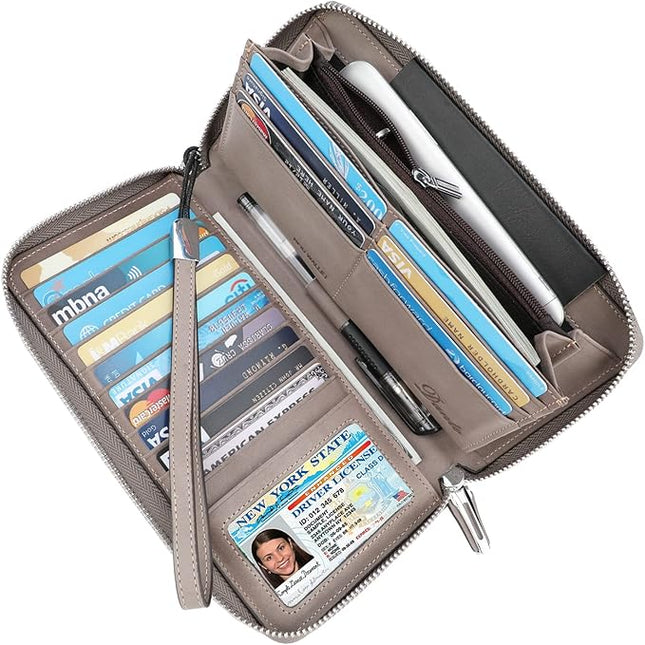Lavemi Small Compact Women Wallet RFID Blocking Genuine Leather Bifold Purse with ID Windows
