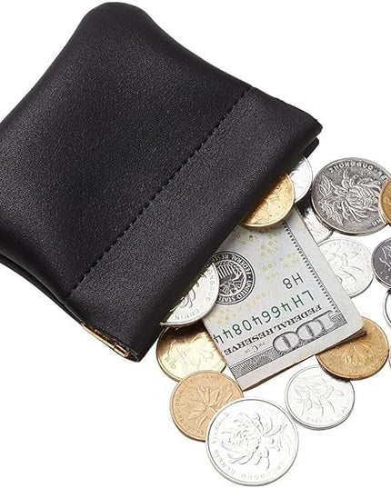 ZYLOXAR Squeeze Coin Purse Genuine Leather Wallet Compact Change Holder Travel Pouch for Women Gift Box (Black)