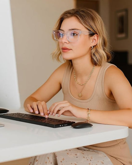 kimorn Blue Light Blocking Glasses,Anti Eyestrain & UV Protection,Square Frame Glasses for Women and Men