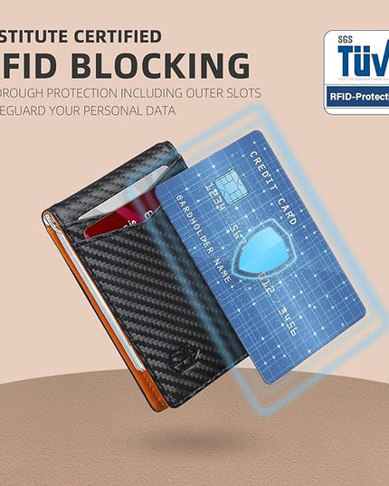 Zitahli Wallet for Men-6 Slots ID Window-Mens Wallets-Slim Wallet Classic Spring Money Clip RFID Blocking-Gift for Men