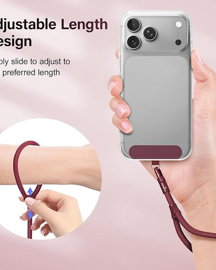 Dadanism Phone Wrist Strap, Universal Adjustable Hand Wrist Strap Lanyard for iPhone 17 and Most Smartphones, Multifunctional Patch Lanyard with Phone Tether Tab for Women and Men, Wine Red