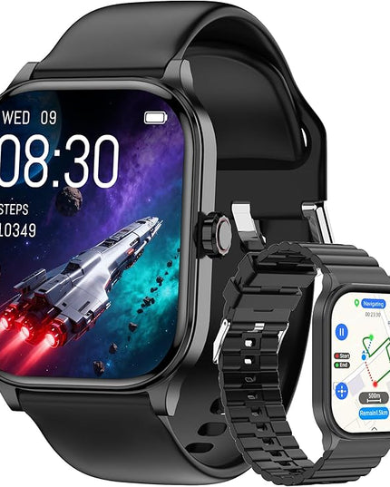 Smart Watch for Women Men with Text and Call, 2025 New AI Smartwatches with Heart Rate/SpO2/Sleep/Stress Monitor, 100+ Sports Modes, GPS Fitness Watches Compatible with iOS/Android (Map, Black)