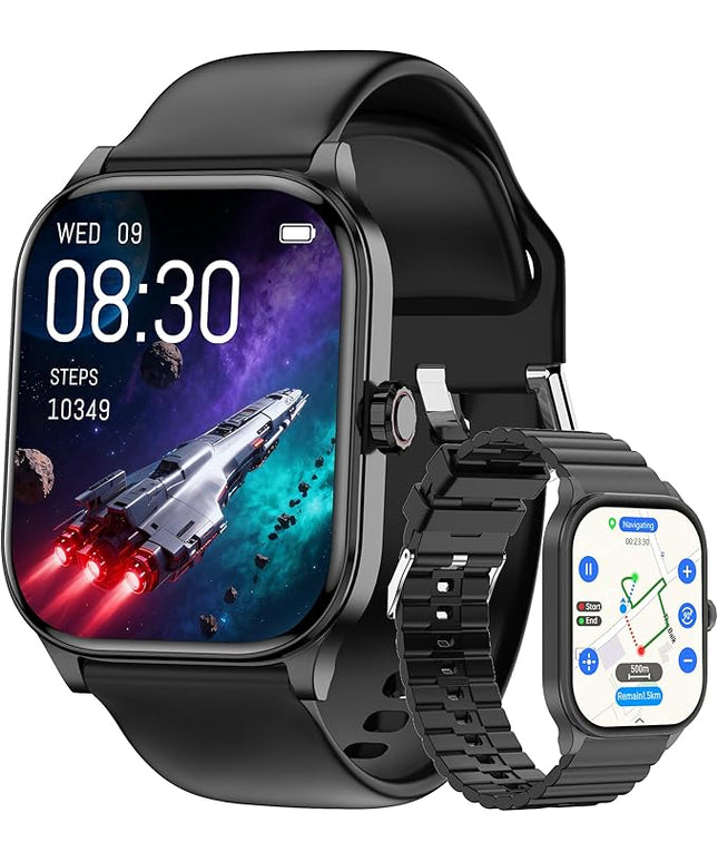 Smart Watch for Women Men with Text and Call, 2025 New AI Smartwatches with Heart Rate/SpO2/Sleep/Stress Monitor, 100+ Sports Modes, GPS Fitness Watches Compatible with iOS/Android (Map, Black)