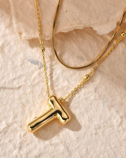 LUCA SMITH Initial Necklaces for Women, Dainty Balloon Bubble Letter, Name Letter Alphabet Pendant Layered Choker Chain Jewelry Gift