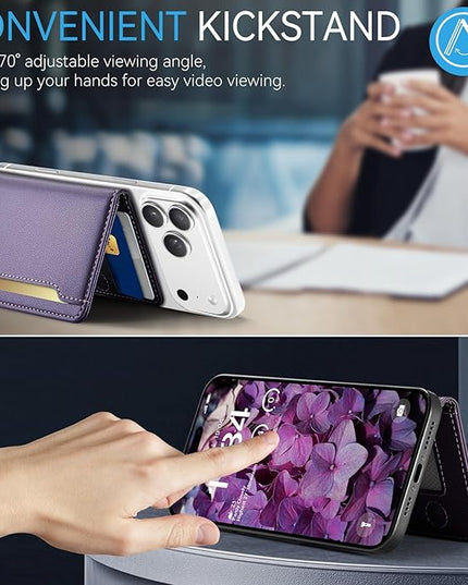 Vinich for MagSafe Wallet Magnetic RFID Blocking Card Holder Compatible with MagSafe Phones and Cases, Strong Magnet Minimalist Phone Wallet for iPhone 17/16/15/14/13/12/ Pro/Max/Plus, Purple