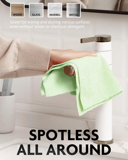 Fantasticlean Microfiber Cleaning Cloth Roll -75 Pack, Tear Away Microfiber Towels, 12" x 12", Reusable, Washable, Scratch Free, Ultra Absorbent Dishcloth for All-Around Cleaning Supplies (Green)