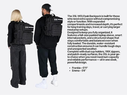 WOLFpak 35L Athletic Gym Backpack - Durable 1000D Waterproof Oxford Material with MOLLE Webbing, Laptop Pocket & Dual Cup Holders, Durable Fitness/Travel/Military Daypack (Polar White)