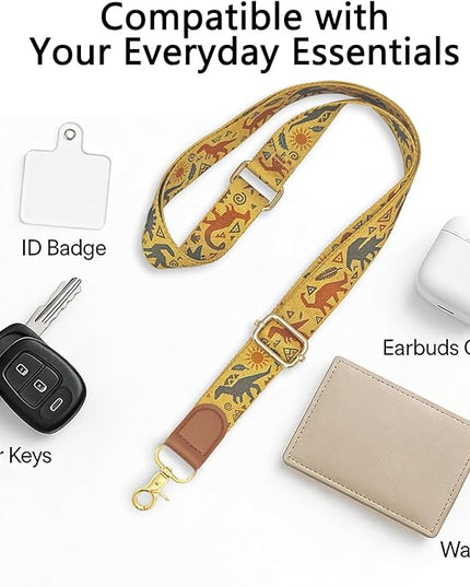 Phone Lanyard Crossbody with Wrist Strap, Adjustable Retro Dinosaur Neck & Wrist Lanyard for Phones and Case Accessories