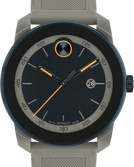 Movado Bold TR90 Ultra Modern Watch for Men and Women - Swiss Quartz 3H Movement, Leather Strap - Water Resistant 3ATM/30 Meters - Sporty Style Wristwatch for Everyone - 42mm