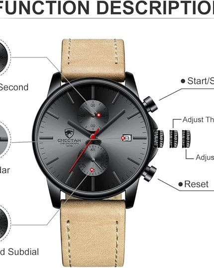 GOLDEN HOUR Mens Watch Fashion Sleek Minimalist Quartz Analog Mesh Stainless Steel Waterproof Chronograph Watches for Men with Auto Date